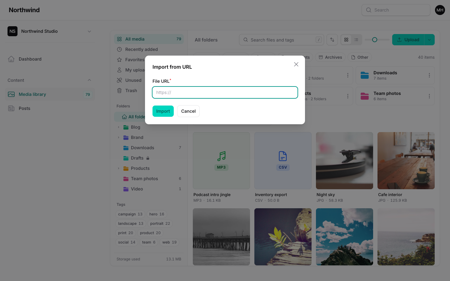 The Import from URL dialog
